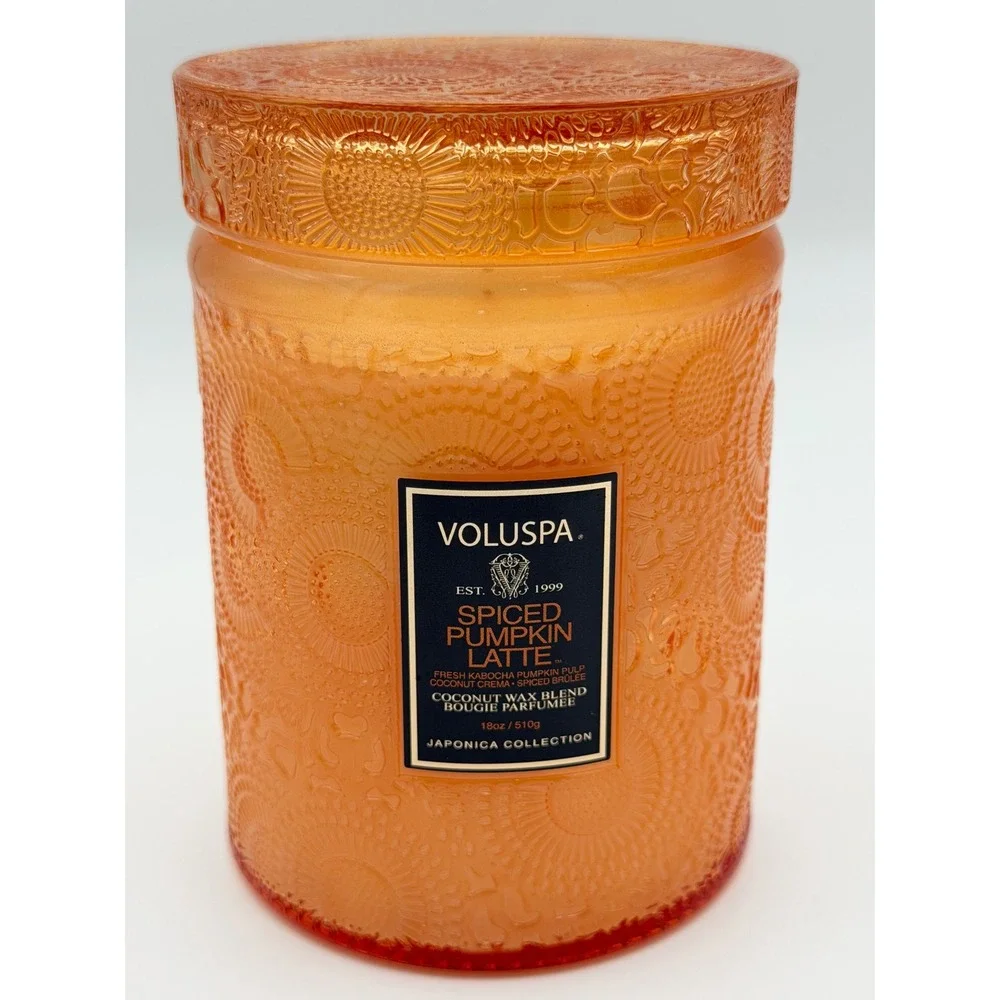 Voluspa Candle 18oz Orange Spiced Pumpkin Latte‎ Japonica Glass NEW